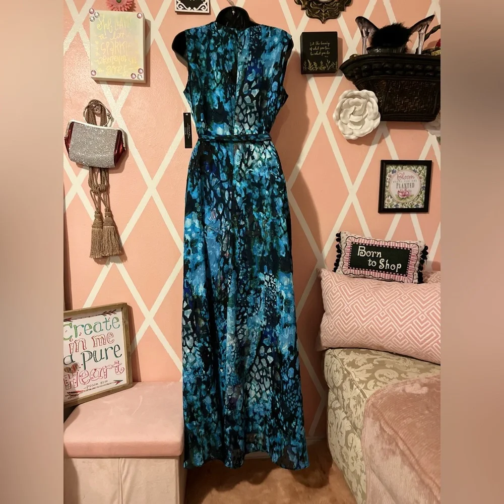 Tahari Jade Animal Wave Color Maxi Dress - Picture 3 of 14